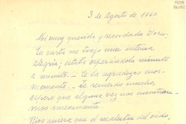 [Carta] 1960 ago. 3, [Chile] [a] Doris Dana