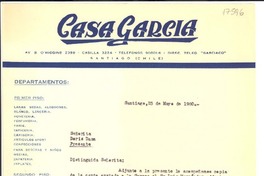 [Carta] 1960, may. 25, Santiago, Chile [a] Doris Dana