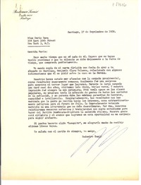 [Carta] 1958 sep. 17, Santiago, Chile [a] Doris Dana, New York