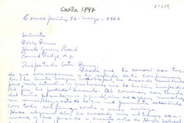 [Carta] 1964 mar. 26, Concepción, Chile [a] Doris Dana, Pound Ridge, New York