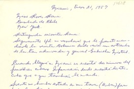 [Carta] 1957 ene. 21 Miami, Florida [a] Doris Dana, [New york]