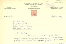[Carta] 1957 abr. 5, Santiniketan, India [a] Doris Dana, Roslyn Harbor, N.Y.