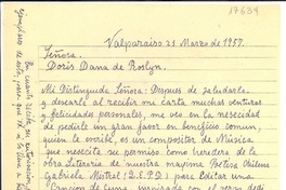 [Carta] 1957 mar. 21, Valparaíso, Chile [a] Doris Dana