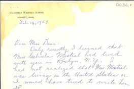 [Carta] 1957 feb. 14, Everett, Massachusetts [a] Doris Dana