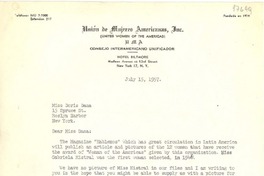 [Carta] 1957 jul. 15, New York [a] Doris Dana, Roslyn Harbor, New York