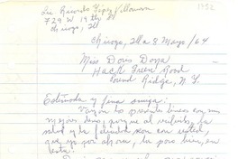 [Carta] 1964 may. 8 Chicago, Illinois [a] Doris Dana, Pound Ridge, N.Y.