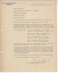 [Carta] 1968 septiembre 15, Santiago, Chile [a] Biblioteca Nacional de Chile