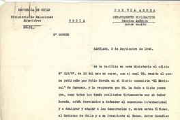 [Carta] 1948 septiembre 3, Santiago, Chile [a] Encargado de Negocios de Chile en Venezuela