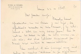 [Carta] 1948 ene. 22, San Felipe, Chile [a] Pedro Olmos