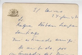 [Tarjeta] 1970 jun. 24, El Cairo, Egipto [a] Roque Esteban Scarpa