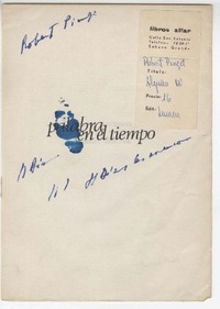 [Dedicatoria] 1975, Santiago, Chile [a] Robert Pinget