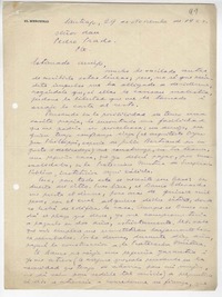 [Carta] 1923 nov. 29, Santiago, Chile [a] Pedro Prado