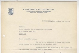 [Carta] 1968 septiembre, Concepción, Chile [a] Biblioteca Nacional de Chile