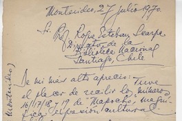 [Carta] 1970 jul. 27, Montevideo, Uruguay [a] Roque Esteban Scarpa]