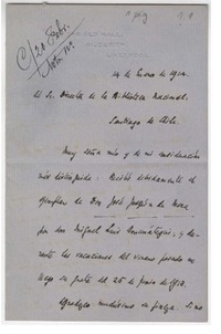 [Carta] 1914 ene. 14, Liverpool, Inglaterra [al] Director de la Biblioteca Nacional de Chile