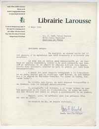 [Carta] 1961 may. 4, París, Francia [a] Raúl Silva Castro