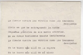 [La frente contra los vidrios...]