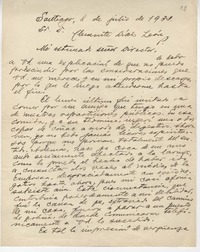[Carta] 1933 jul. 8, Santiago, Chile [a] Clemente Díaz León