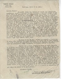 [Carta] 1961 abr. 31, Santiago, Chile [a] Pedro Olmos
