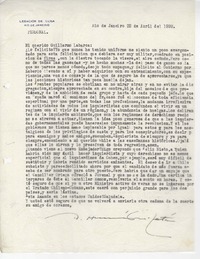 [Carta] 1939 abr. 22, Río de Janeiro, Brasil [a] Guillermo Labarca Hubertson