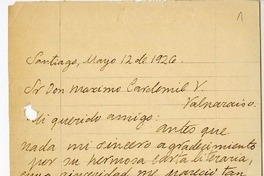 [Carta] 1926 mayo 12, Santiago, Chile [a] Máximo Cardemil