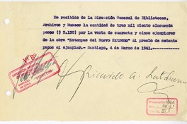 [Recibo] 1941 marzo 4, Santiago, Chile [a] Biblioteca Nacional de Chile