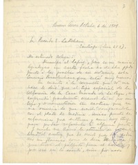 [Carta] 1909 octubre 6, Buenos Aires, Argentina [a] Ricardo E. Latcham.