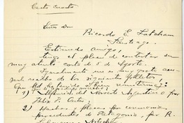 [Carta] 1915 agosto 7, Taltal, Chile [a] Ricardo Latcham.