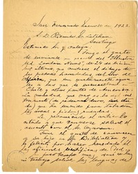 [Carta] 1922 enero 30, San Fernando, Chile [a] Ricardo Latcham.