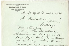 [Carta] 1938 diciembre 29, Valparaíso, Chile [a] Revista Atenea