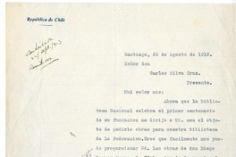 [Carta] 1913 agosto 26, Santiago, Chile [a] Carlos Silva Cruz