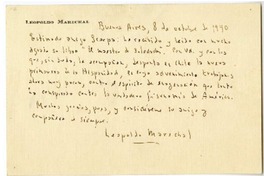 [Tarjeta] 1940 octubre 8, Buenos Aires, Argentina [a] Roque Esteban Scarpa