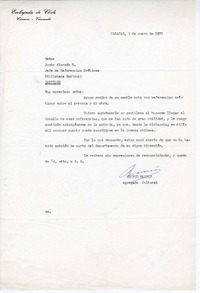 [Carta] 1972 enero 3, Caracas, Venezuela [a] Justo Alarcón