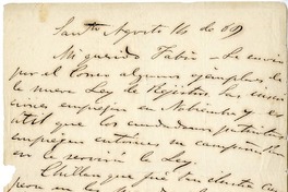 [Carta] 1869 agosto 16, Santiago, Chile [a] Fabio Alfonso