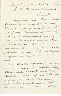 [Carta] 1891 octubre 2, Santiago, Chile [a] Hipólito Henrión