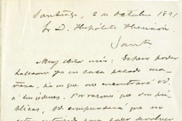 [Carta] 1891 octubre 2, Santiago, Chile [a] Hipólito Henrión