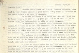 [Carta] 1980 oct. 10, Concepción, Chile [a] Miguel Arteche