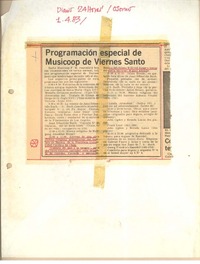 Programación especial de musicoop de viernes santo