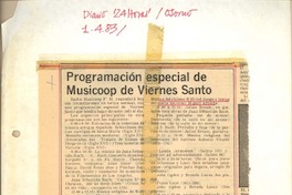 Programación especial de musicoop de viernes santo