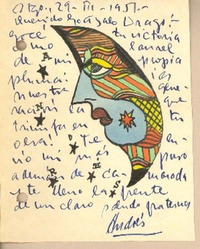 [Tarjeta] 1951 mar. 29, Santiago, Chile [a] Gonzalo Drago