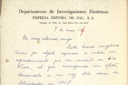 [Carta], 1957 ene. 9 Santiago, Chile [a] Gonzalo Drago
