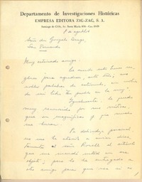 [Carta] 1956 ago. 8, Santiago, Chile [a] Gonzalo Drago