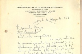 [Carta] 1951 may. 6, Santiago, Chile [a] Gonzalo Drago