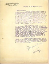 [Carta] 1957 feb. 23, Santiago, Chile [a] Gonzalo Drago
