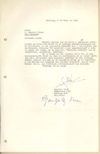 [Carta] 1952 may. 2, Santiago, Chile [a] Gonzalo Drago