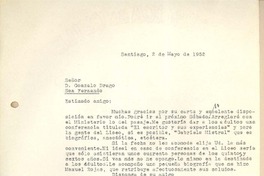 [Carta] 1952 may. 2, Santiago, Chile [a] Gonzalo Drago