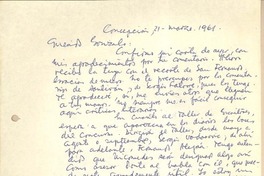 [Carta] 1961 mar. 21, Concepción, Chile [a] Gonzalo Drago