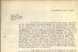[Carta] 1936 ago. 19, Lima, Perú [a] Gonzalo Drago
