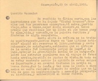 [Tarjeta] 1952 abr. 23, Concepción, Chile [a] Gonzalo Drago
