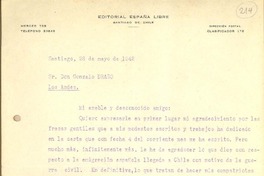 [Carta] 1942 may. 26, Santiago, Chile [a] Gonzalo Drago